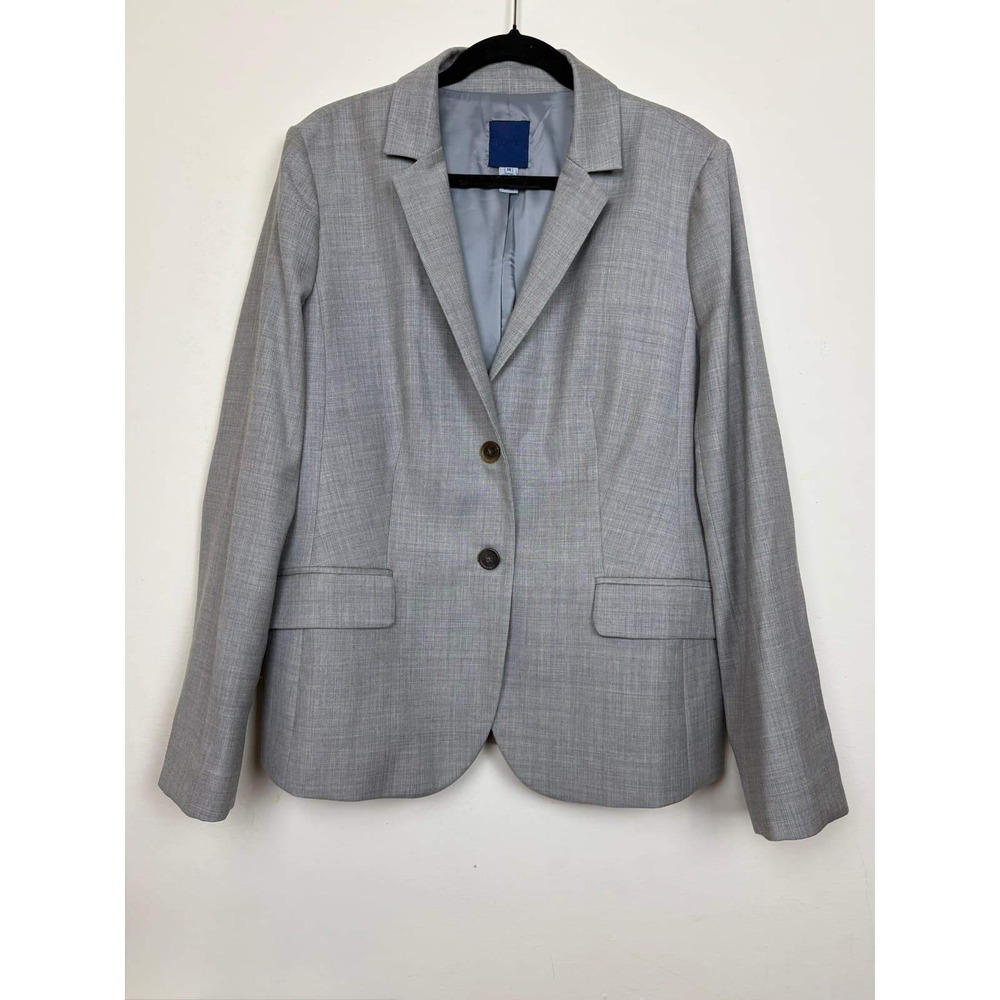 J.Crew Womens Super 120s Wool Blazer Gray Two Button Suit Jacket Size 16